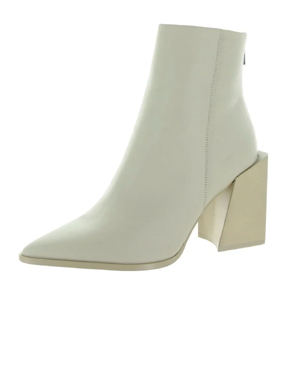 Steve Madden Women's Cream/ White ish Pointed Toe Block Heel Ankle Boots - Picture 3 of 7